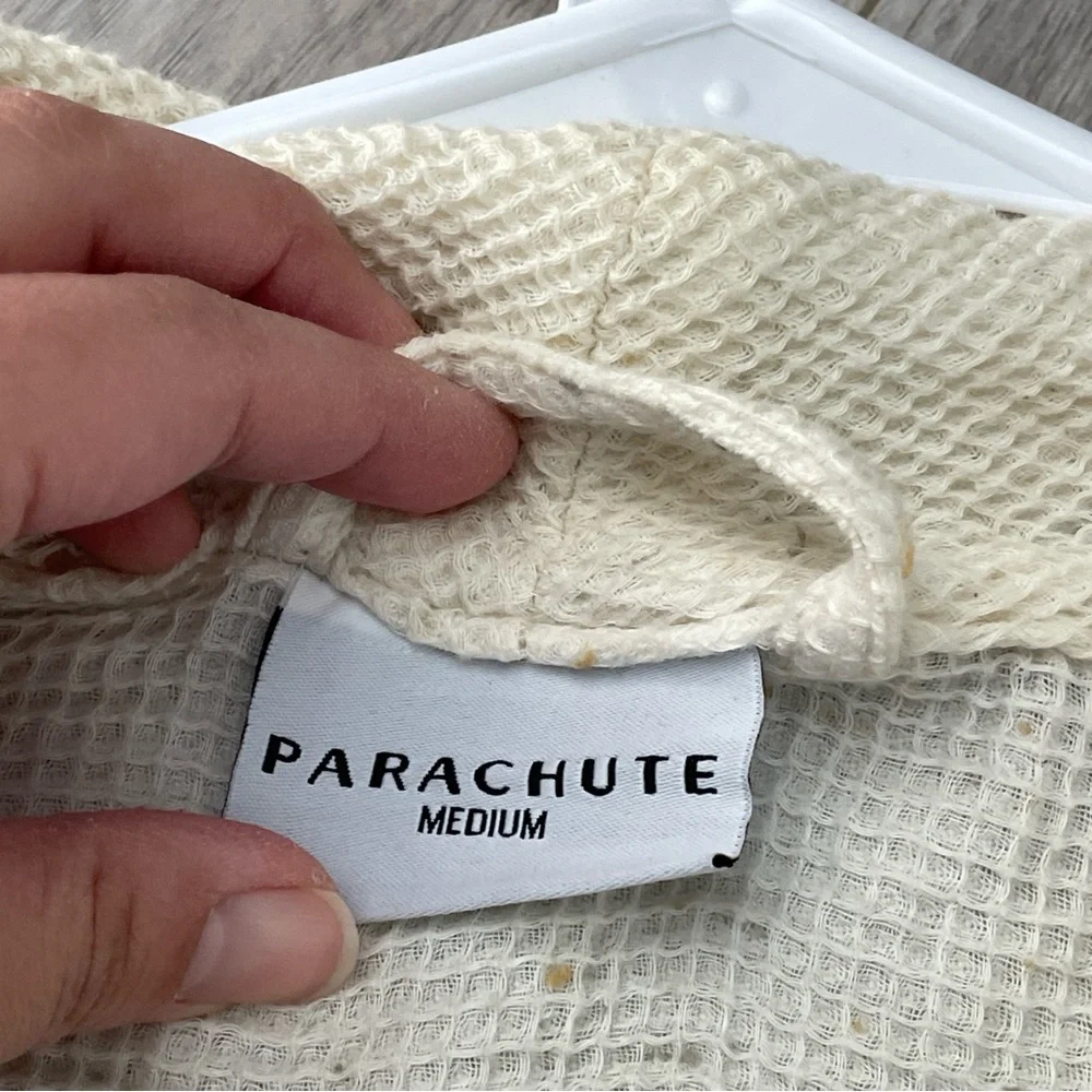 Parachute Knit Robe cotton waffle long unisex Cream (medium) natural loungewear - Picture 2 of 8